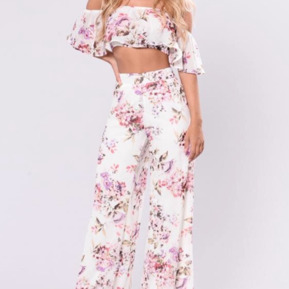 Chiffon floral pants set